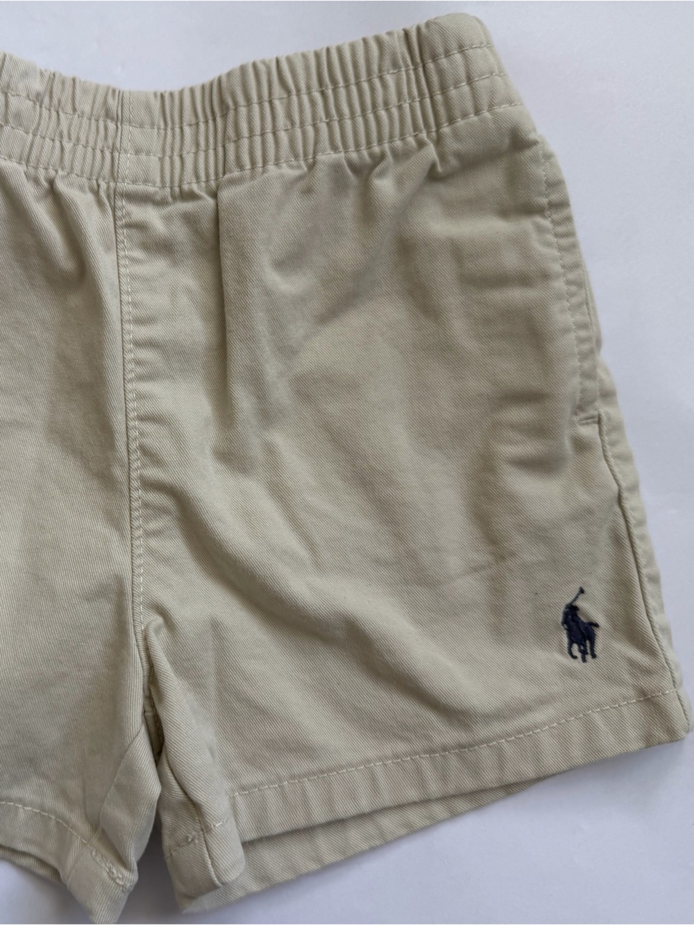 Ralph Lauren Beige Elastic-Waist Cotton Shorts with Polo Logo